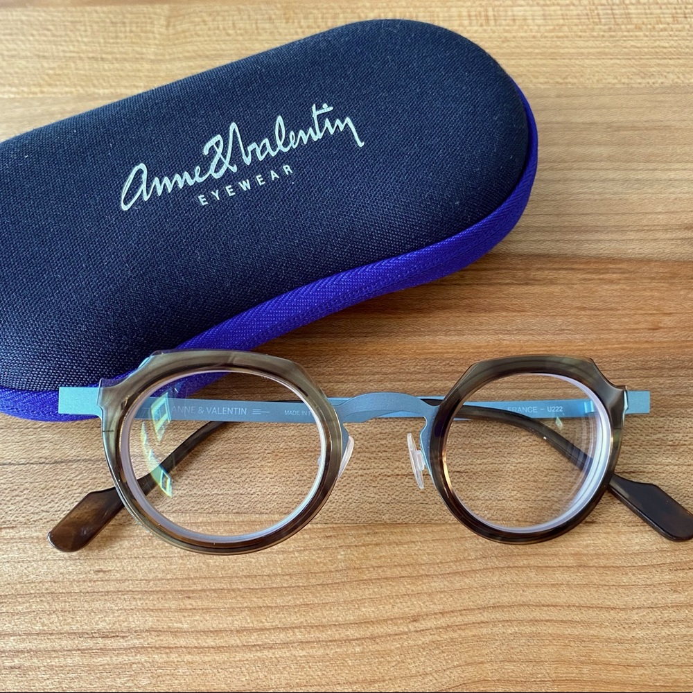 Anne et Valentin “France” Tortoise Blue Eyeglasses (U222)
